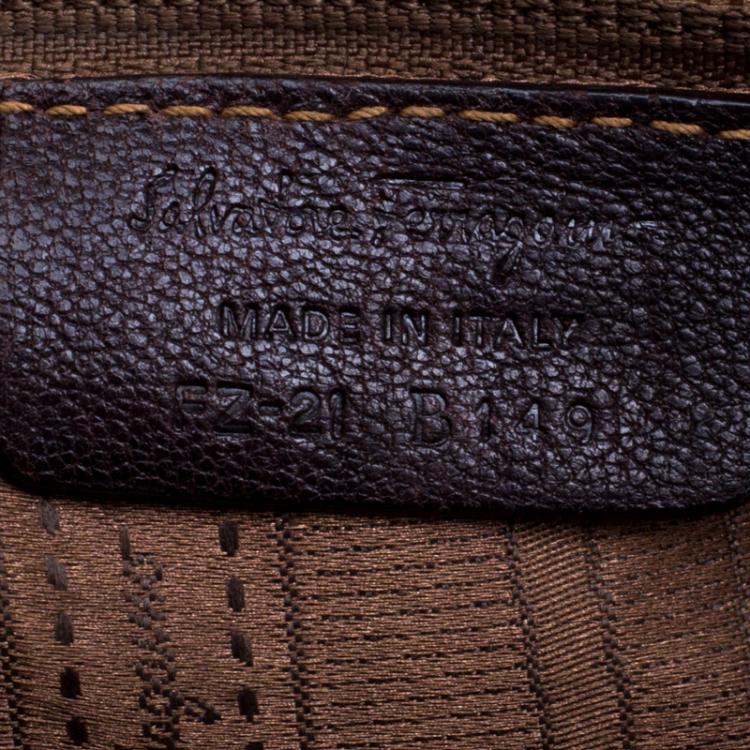 Pre Owned Salvatore Ferragamo Dark Brown Leather Braided Satchel