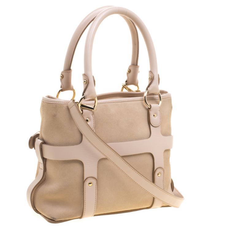 مملوكة مسبقًا Salvatore Ferragamo Beige Suede and Leather Mini Shopper Tote
