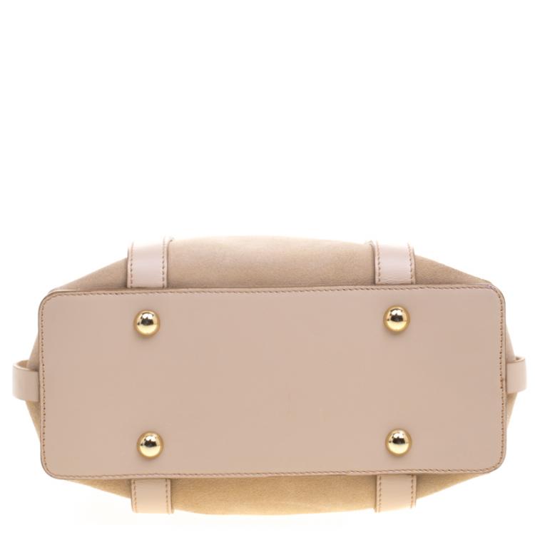 مملوكة مسبقًا Salvatore Ferragamo Beige Suede and Leather Mini Shopper Tote