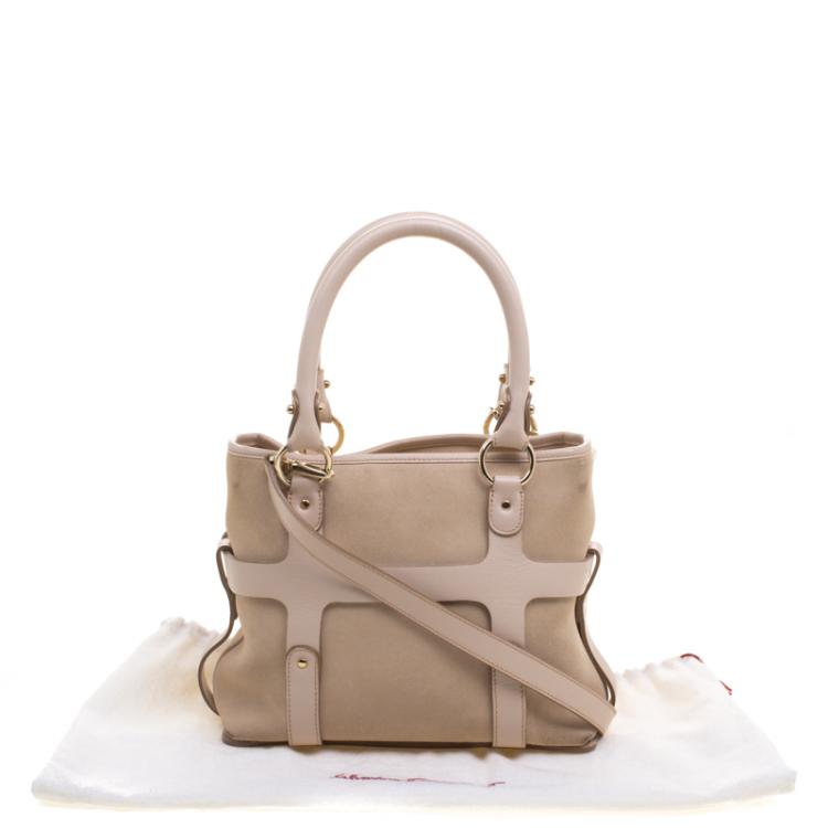 مملوكة مسبقًا Salvatore Ferragamo Beige Suede and Leather Mini Shopper Tote