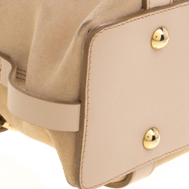 مملوكة مسبقًا Salvatore Ferragamo Beige Suede and Leather Mini Shopper Tote