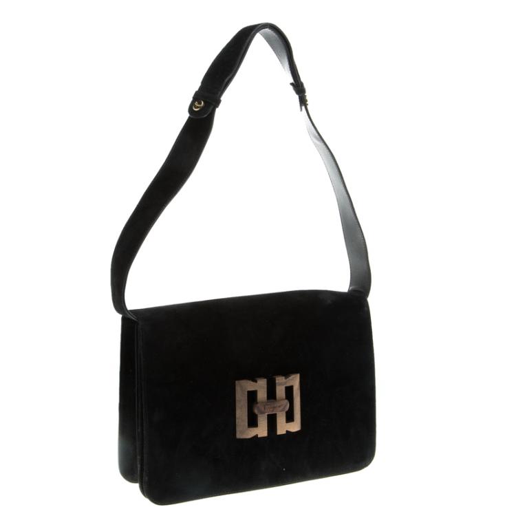 Pre Owned Salvatore Ferragamo Black Suede Shoulder Bag