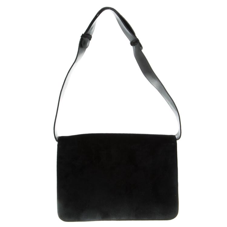 Pre Owned Salvatore Ferragamo Black Suede Shoulder Bag
