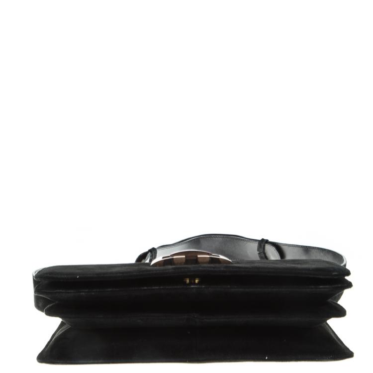 Pre Owned Salvatore Ferragamo Black Suede Shoulder Bag