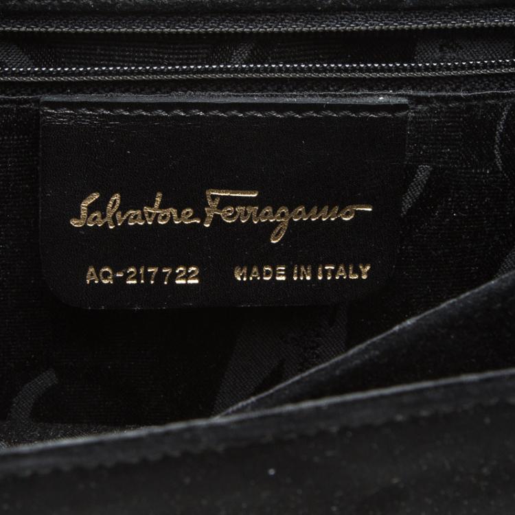 Pre Owned Salvatore Ferragamo Black Suede Shoulder Bag