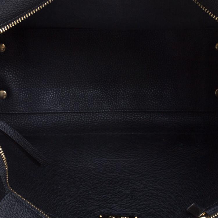 Pre Owned Salvatore Ferragamo Black Leather Medium Amy Tote