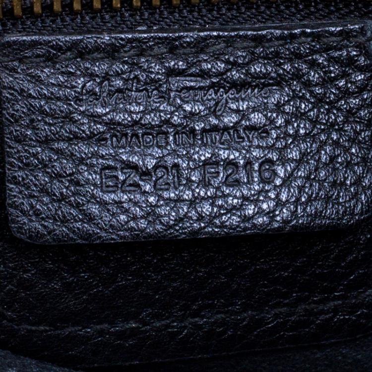 Pre Owned Salvatore Ferragamo Black Leather Medium Amy Tote