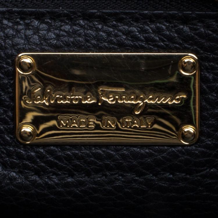 Pre Owned Salvatore Ferragamo Black Leather Medium Amy Tote