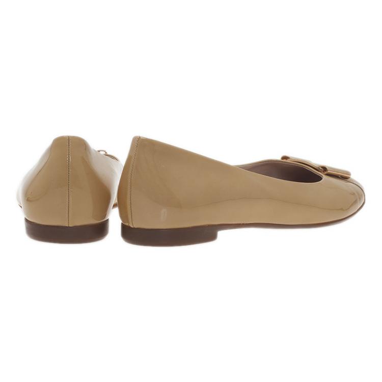 Pre Owned Salvatore Ferragamo Beige Leather Sun Ballet Flats Size 40.5