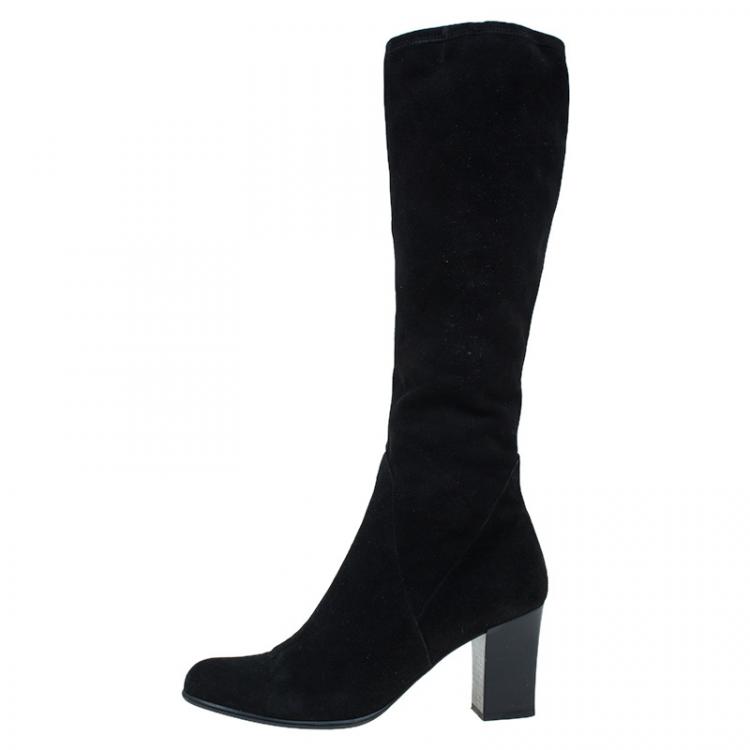 مملوكة مسبقًا Salvatore Ferragamo Black Suede Knee Boots Size 40