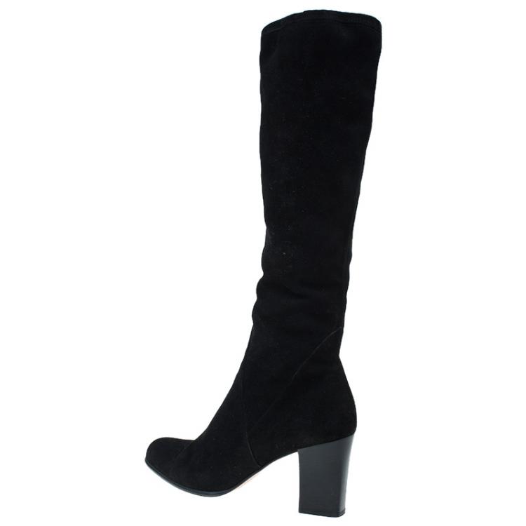 مملوكة مسبقًا Salvatore Ferragamo Black Suede Knee Boots Size 40