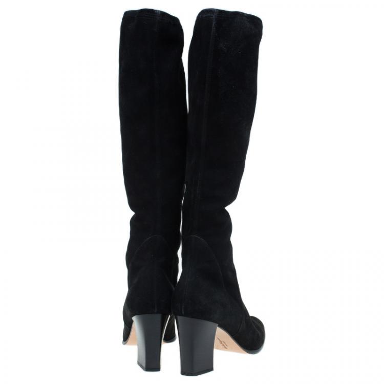 مملوكة مسبقًا Salvatore Ferragamo Black Suede Knee Boots Size 40