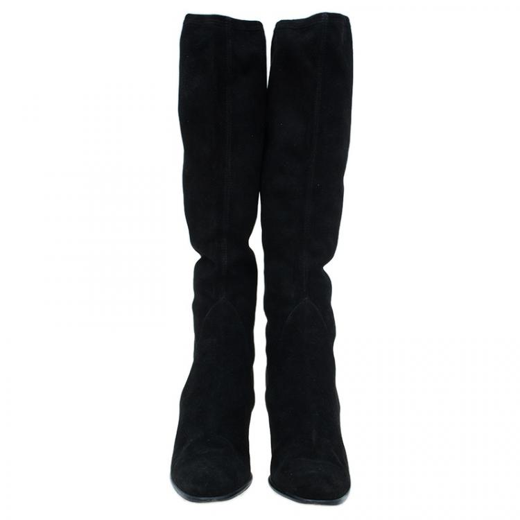 مملوكة مسبقًا Salvatore Ferragamo Black Suede Knee Boots Size 40