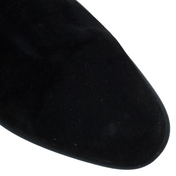 مملوكة مسبقًا Salvatore Ferragamo Black Suede Knee Boots Size 40
