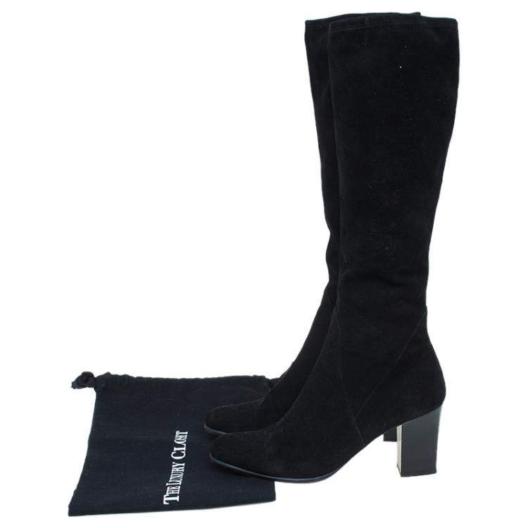 مملوكة مسبقًا Salvatore Ferragamo Black Suede Knee Boots Size 40