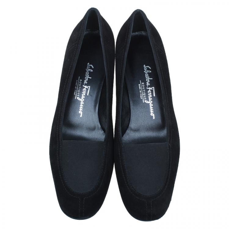 Pre Owned Salvatore Ferragamo Black Suede Pumps Size 39.5