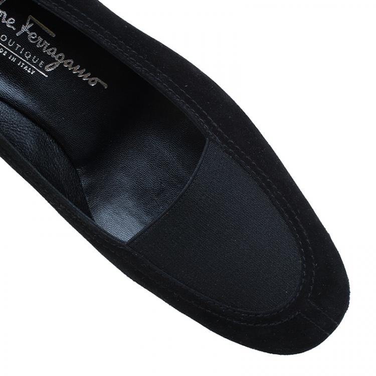 Pre Owned Salvatore Ferragamo Black Suede Pumps Size 39.5