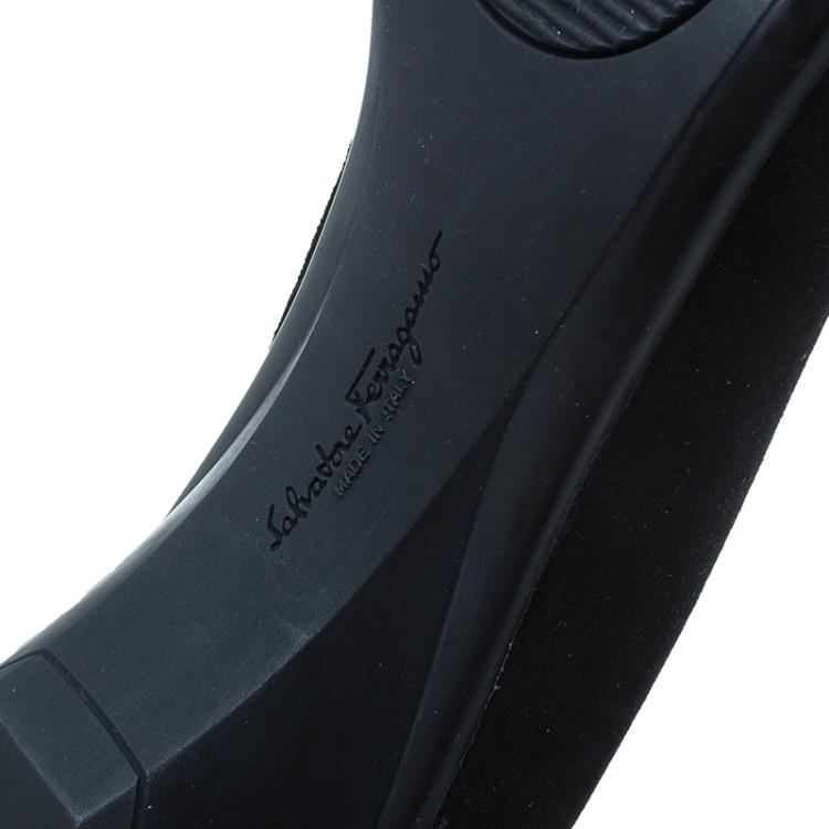 Pre Owned Salvatore Ferragamo Black Suede Pumps Size 39.5