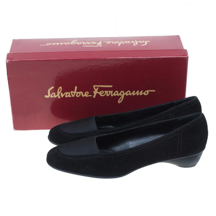 Pre Owned Salvatore Ferragamo Black Suede Pumps Size 39.5