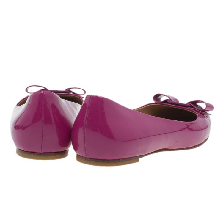Pre Owned Salvatore Ferragamo Pink Patent Vara Ballet Flats Size 39.5