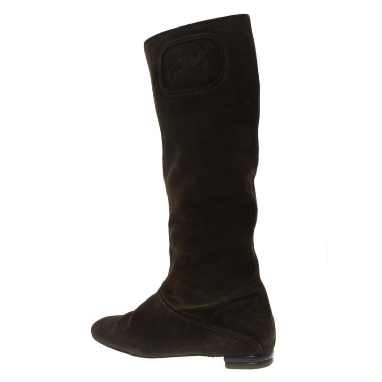 Pre Owned Salvatore Ferragamo Brown Suede 'My Sweet' Boots Size 38