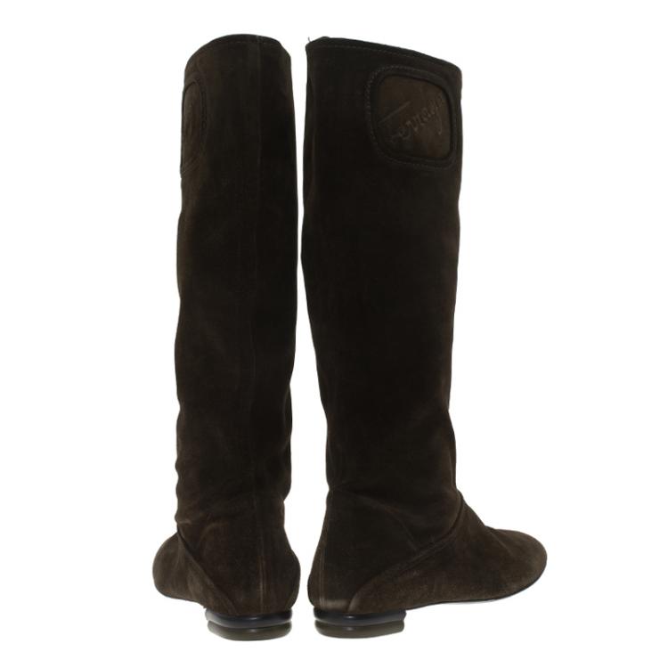 Pre Owned Salvatore Ferragamo Brown Suede 'My Sweet' Boots Size 38