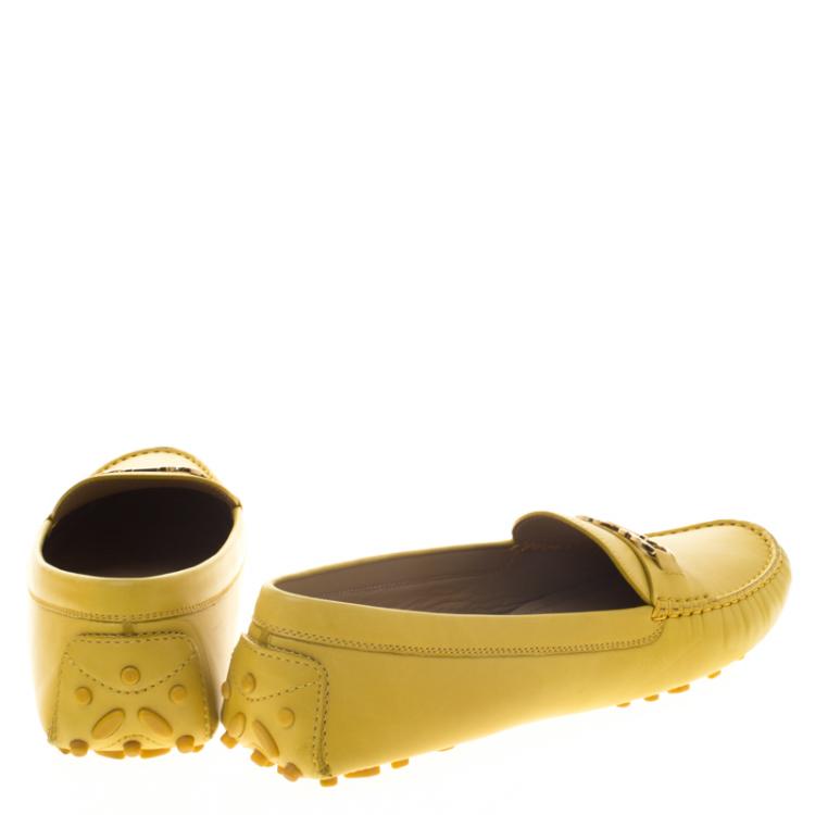 Pre Owned Salvatore Ferragamo Mustard Yellow Leather Saba Loafers Size 41