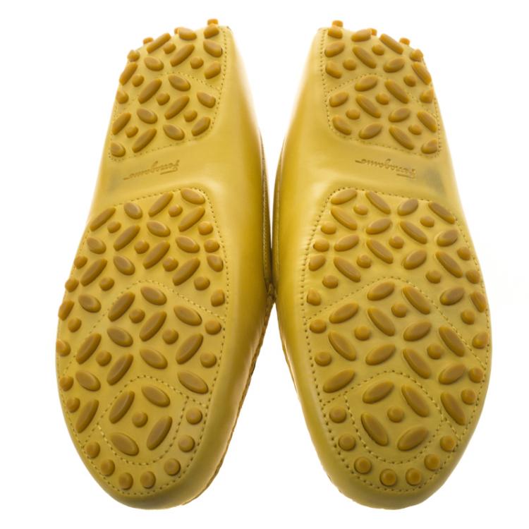 Pre Owned Salvatore Ferragamo Mustard Yellow Leather Saba Loafers Size 41