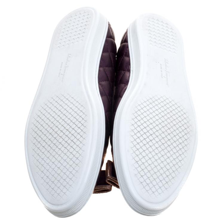 Pre Owned Salvatore Ferragamo Two Tone Quilted Leather Rufina Sneaker Ballet Flats Size 37.5