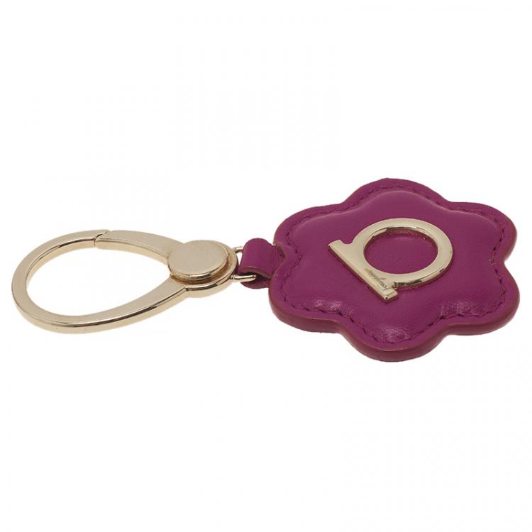 Pre Owned Salvatore Ferragamo Pink Leather Flower Bag Charm