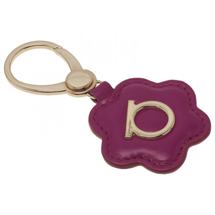 Pre Owned Salvatore Ferragamo Pink Leather Flower Bag Charm