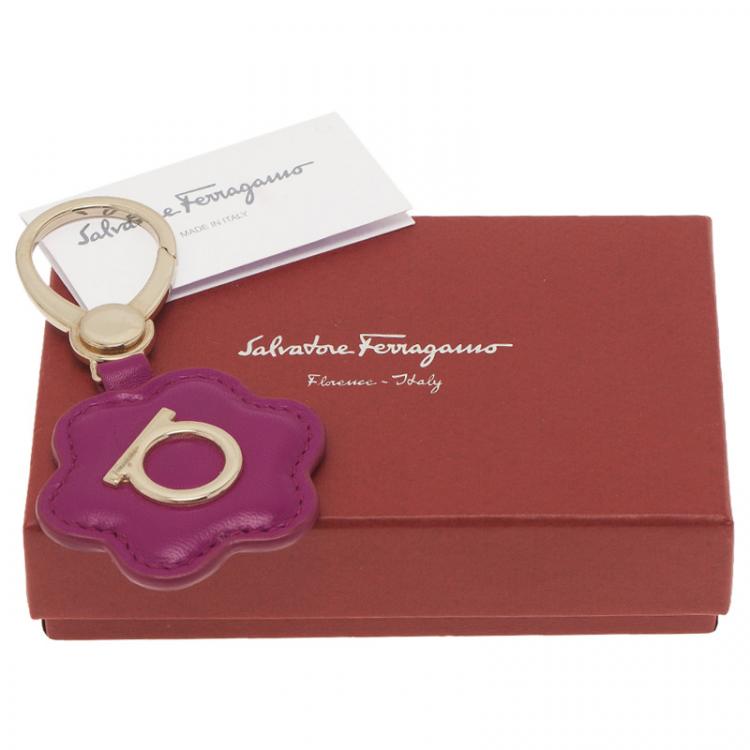 Pre Owned Salvatore Ferragamo Pink Leather Flower Bag Charm