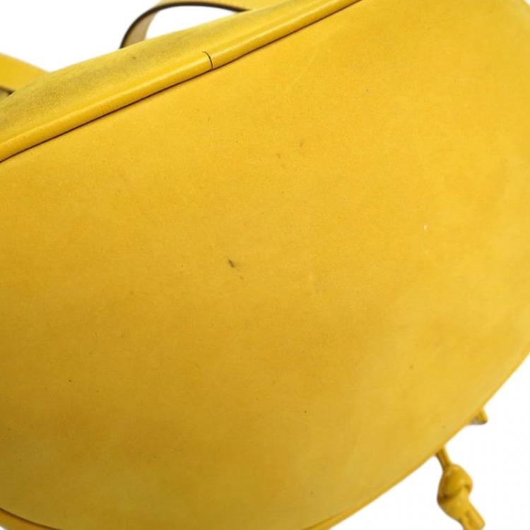 Pre Owned Salvatore Ferragamo Yellow Suede Gancini Backpack