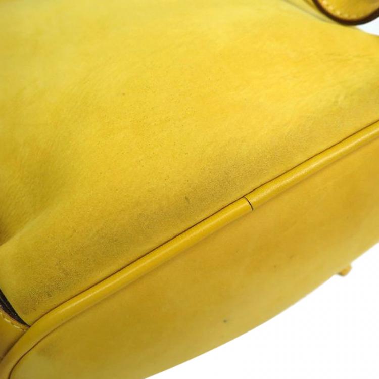 Pre Owned Salvatore Ferragamo Yellow Suede Gancini Backpack