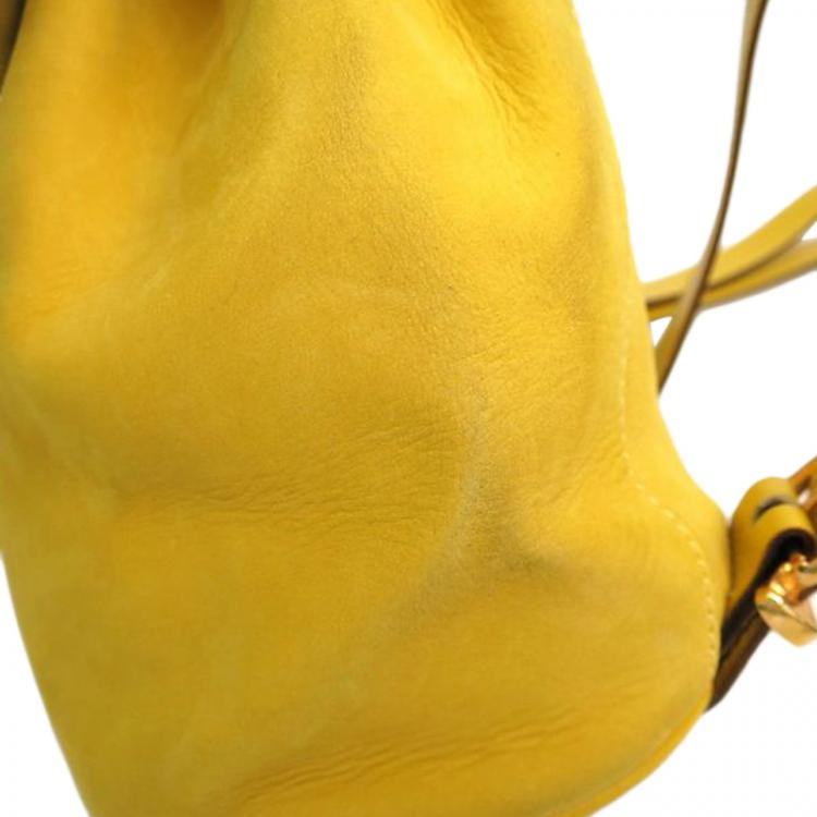 Pre Owned Salvatore Ferragamo Yellow Suede Gancini Backpack