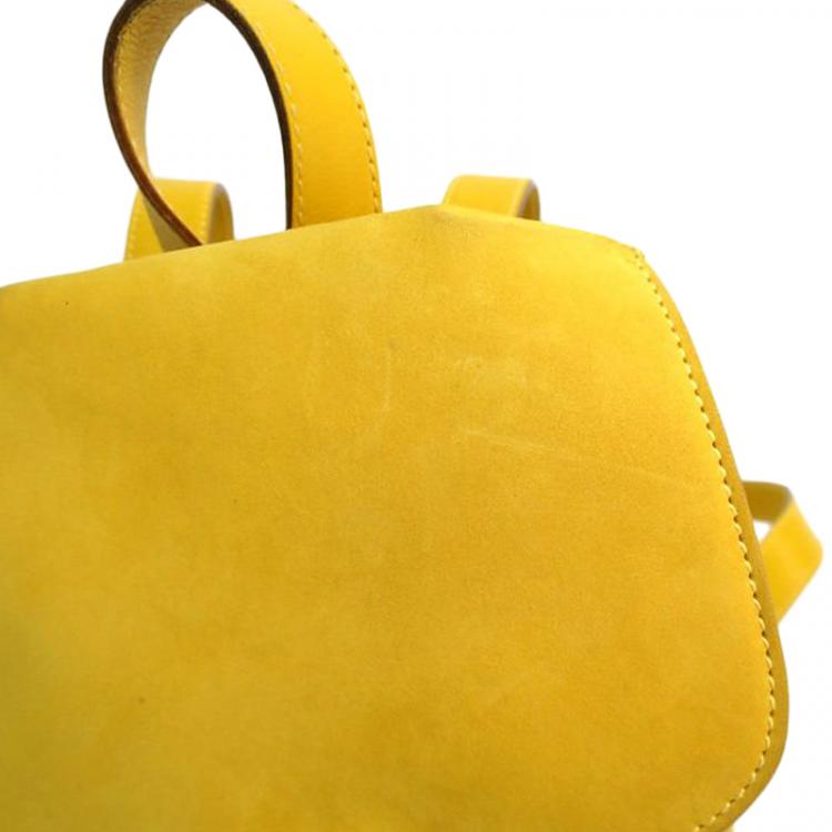 Pre Owned Salvatore Ferragamo Yellow Suede Gancini Backpack