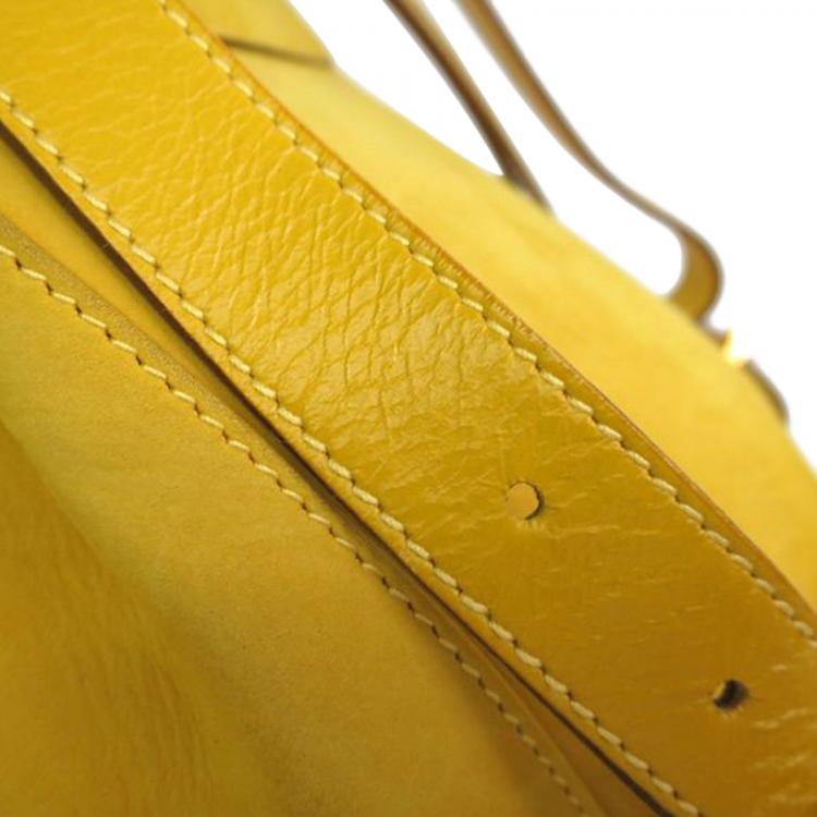 Pre Owned Salvatore Ferragamo Yellow Suede Gancini Backpack