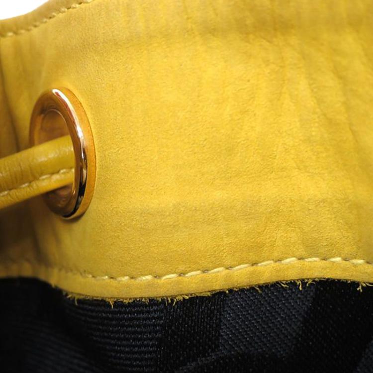 Pre Owned Salvatore Ferragamo Yellow Suede Gancini Backpack