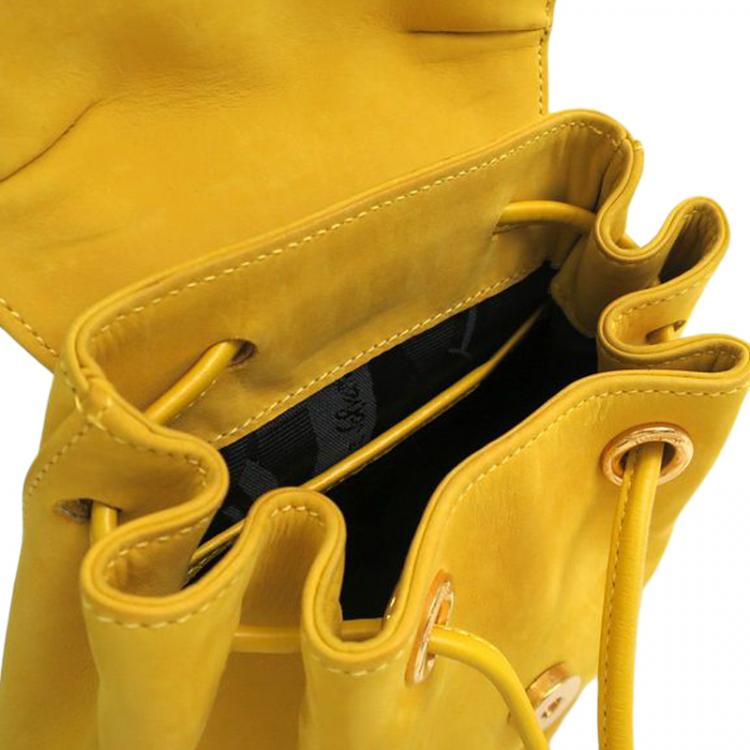 Pre Owned Salvatore Ferragamo Yellow Suede Gancini Backpack