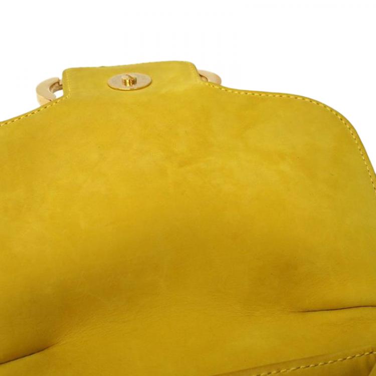 Pre Owned Salvatore Ferragamo Yellow Suede Gancini Backpack