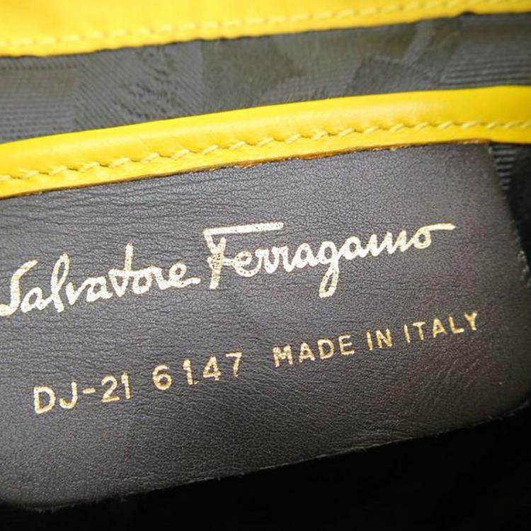 Pre Owned Salvatore Ferragamo Yellow Suede Gancini Backpack