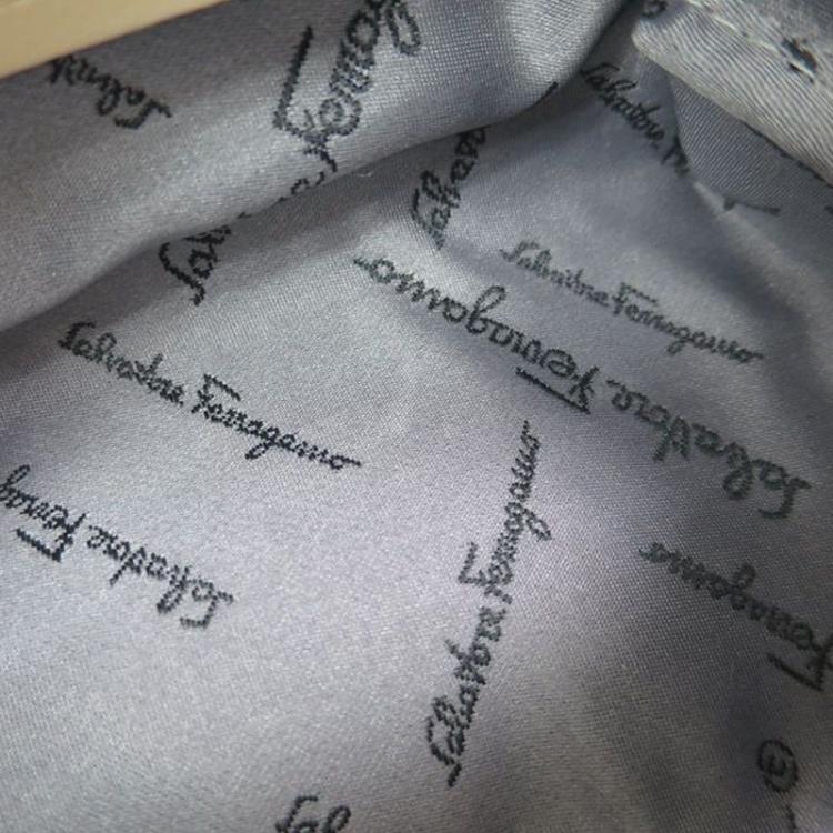 Pre Owned Salvatore Ferragamo Light Grey Calfskin Leather Gancini Cosmetic Pouch