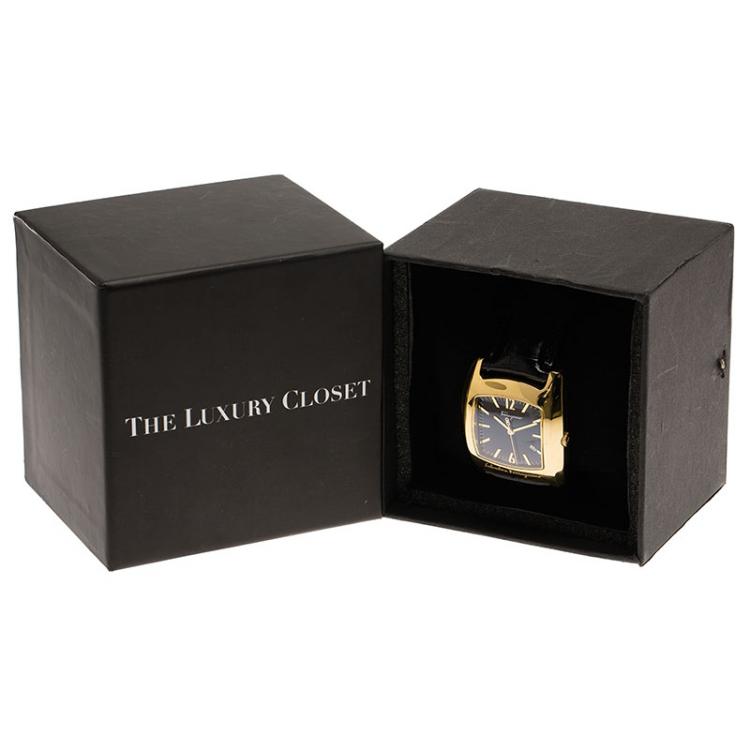 Pre Owned Salvatore Ferragamo Black Gold-Plated Stainless Steel Classic Women's Wristwatch 38MM