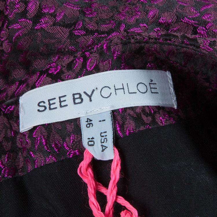 Pre Owned See by Chloe Purple Jacquard Dress L