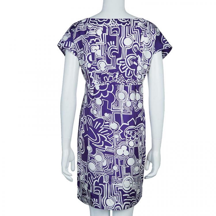 Pre Owned See by Chloe Purple Abstract Print Dress M