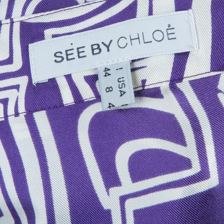 Pre Owned See by Chloe Purple Abstract Print Dress M