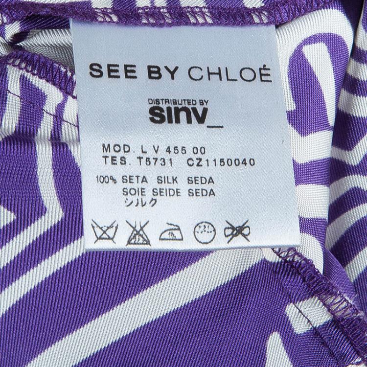 Pre Owned See by Chloe Purple Abstract Print Dress M