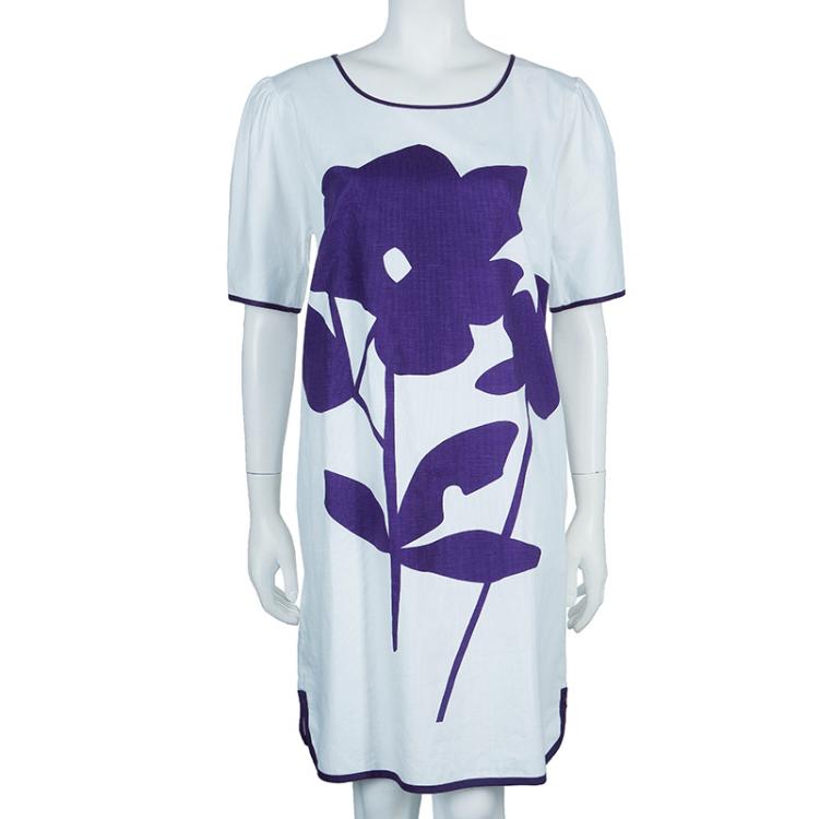 Pre Owned See by Chloe White Print Shift Dress L