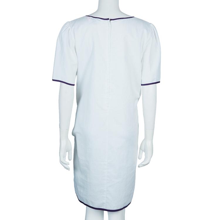 Pre Owned See by Chloe White Print Shift Dress L