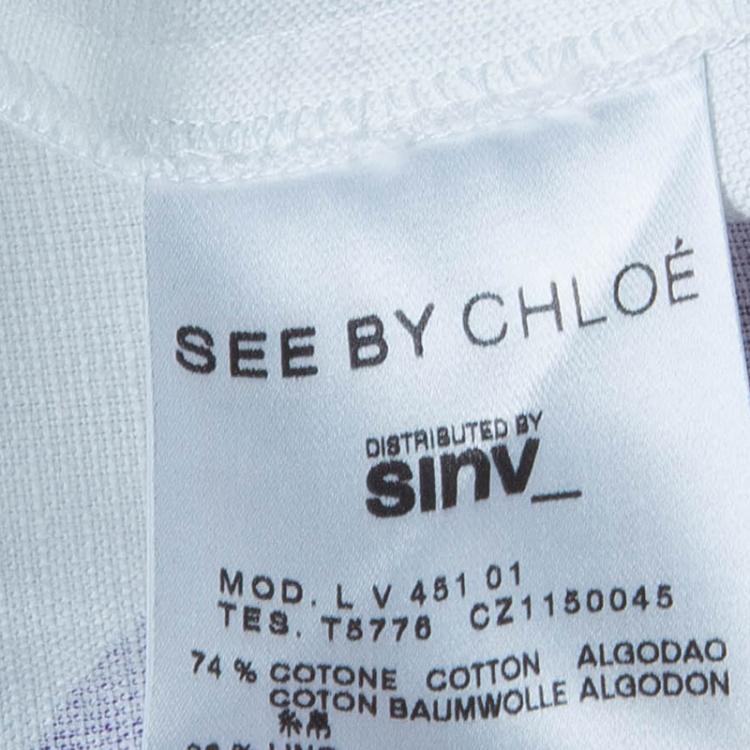 Pre Owned See by Chloe White Print Shift Dress L